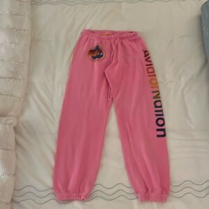 I’m selling pink Aviator Nation sweatpants!
